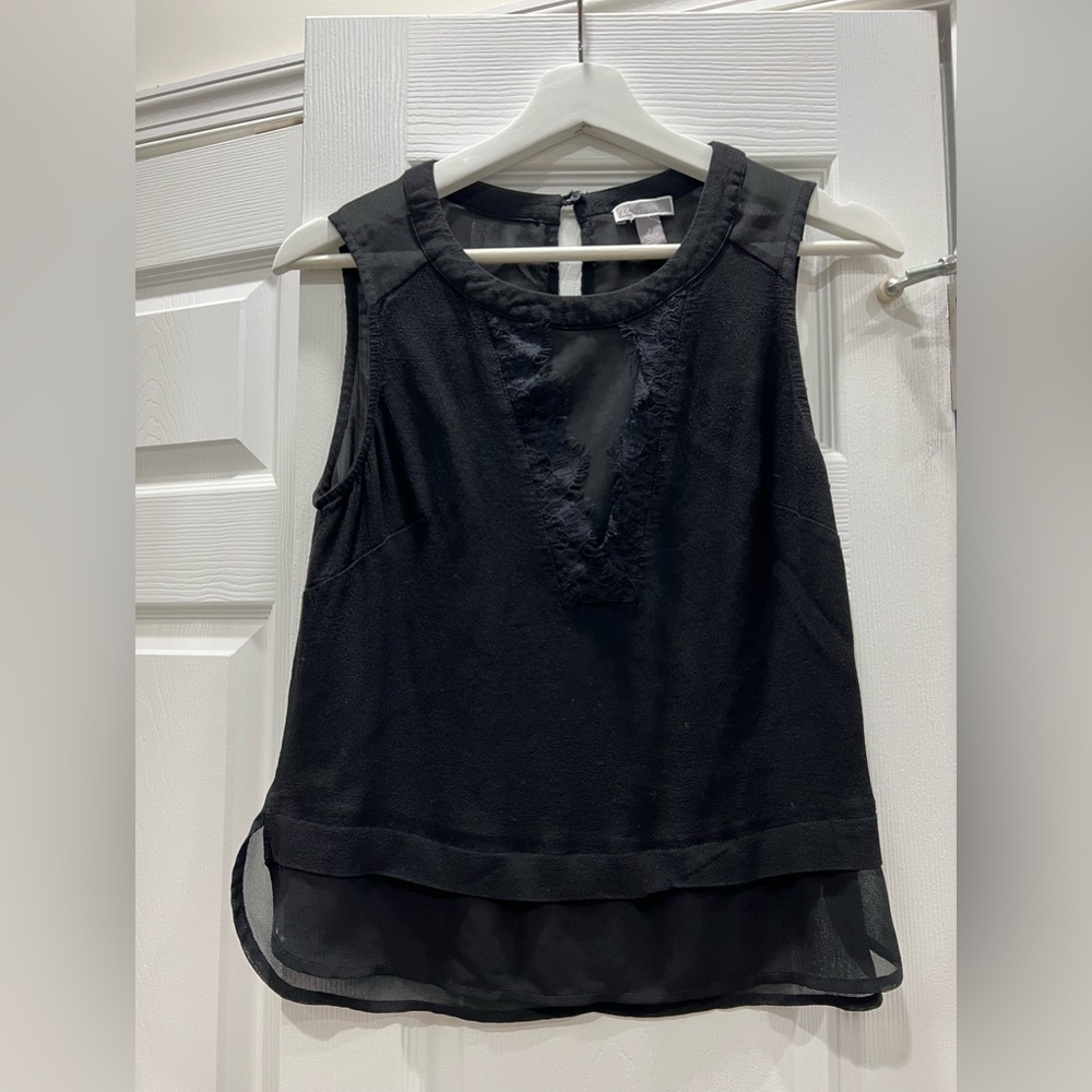 Chelsea28 Black Sheer Top